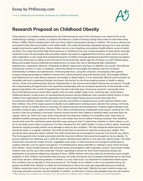 research proposal on childhood obesity